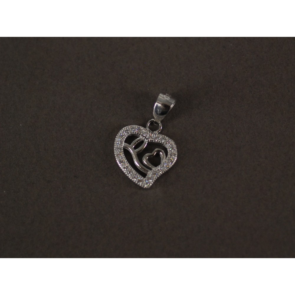 Dije de Plata corazón pave calado 15mm