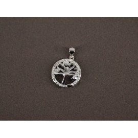 Dije de Plata círculo pave con árbol calado 20mm