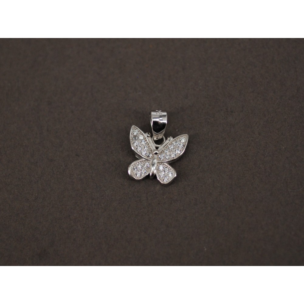 Dije de Plata con mariposa pave 15mm