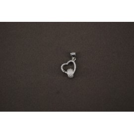 Dije de Plata corazón con dona pave 15mm