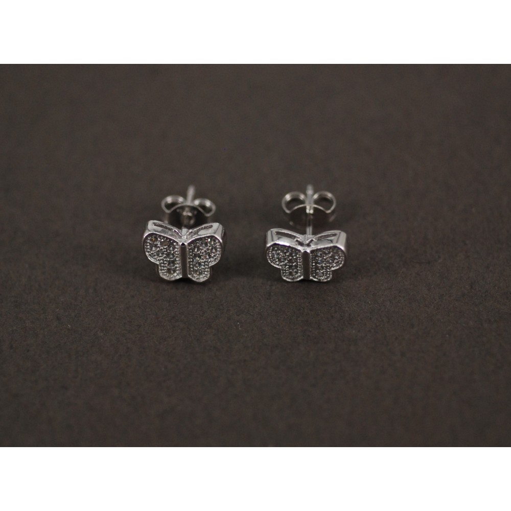 Aros de Plata mariposa pave 10mm