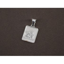 Dije de Plata medalla cuadrada con angelito 19mm