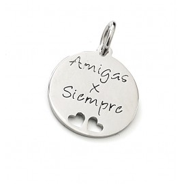 Dije de Acero medalla "amigas por siempre" 20mm 