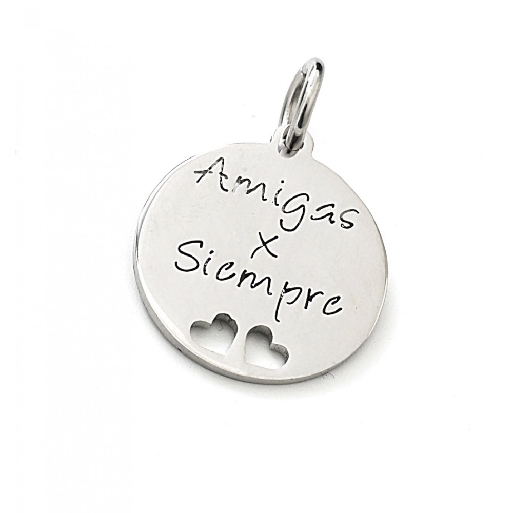 Dije de Acero medalla "amigas por siempre" 20mm 