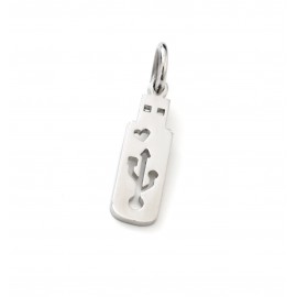 Dije de Acero calado simbolo USB 26mm 