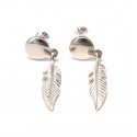 Aros de Plata de Plata colgantes círculo y pluma 36mm