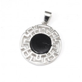 Dije circulo calado con boton onix