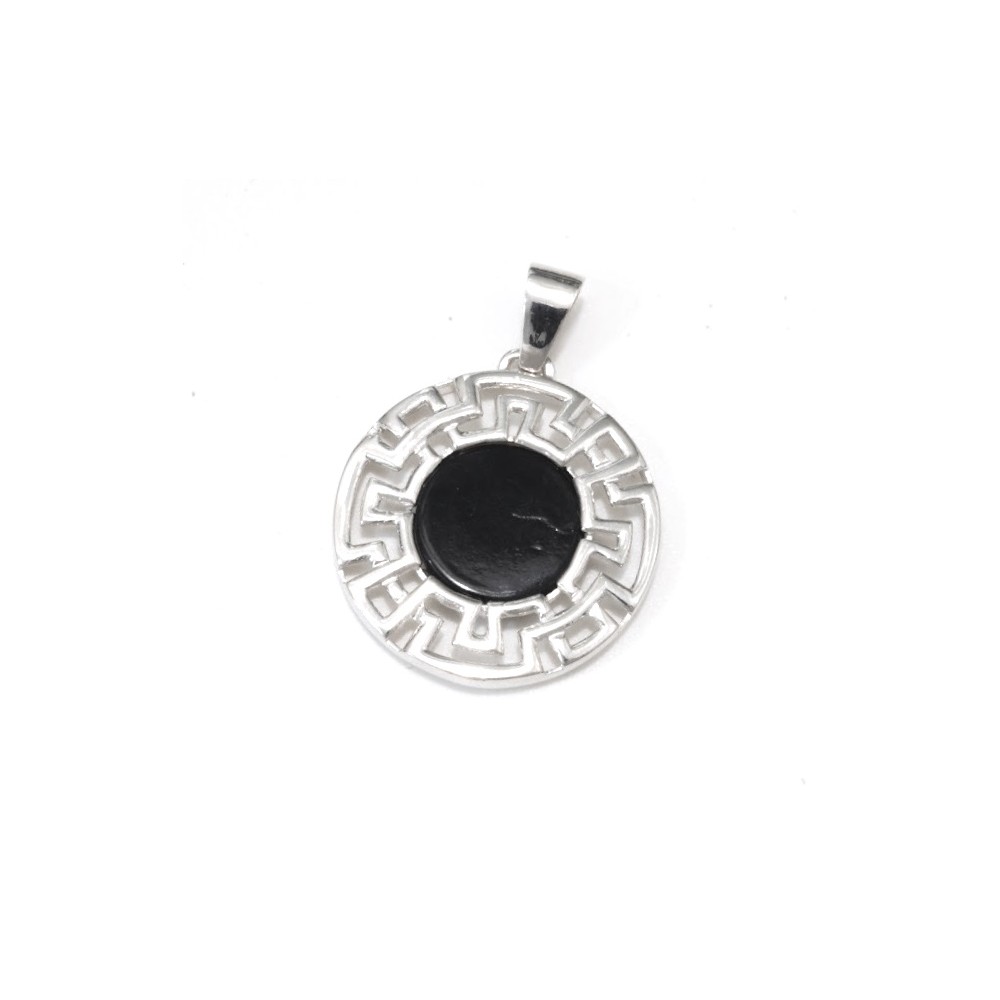Dije circulo calado con boton onix