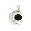 Dije de Plata luna centro negro 26mm