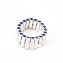 ANILLO Acero blanco barritas stras azul