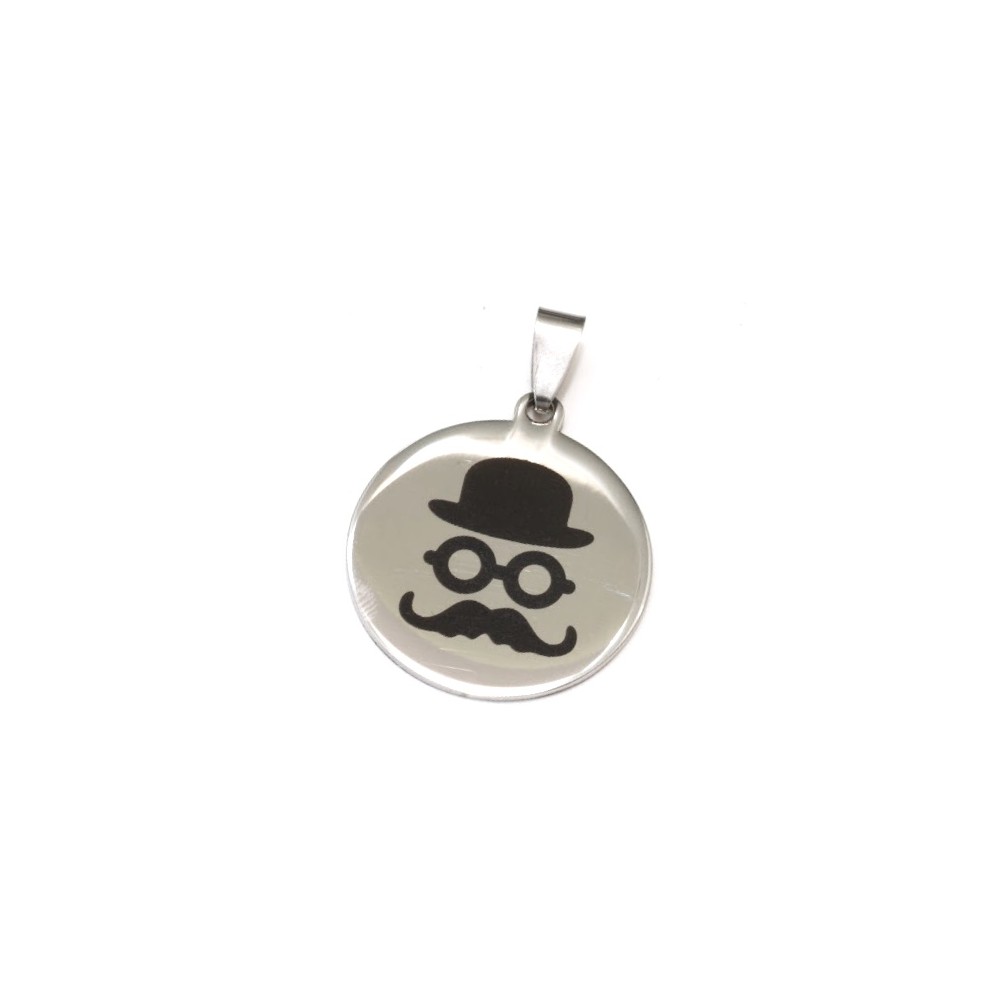 Dije de Acero sombrero y bigote 30mm