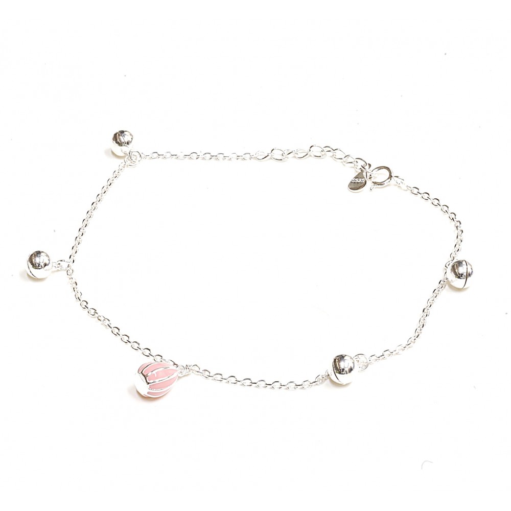 Pulsera con gota rosa y llamadores