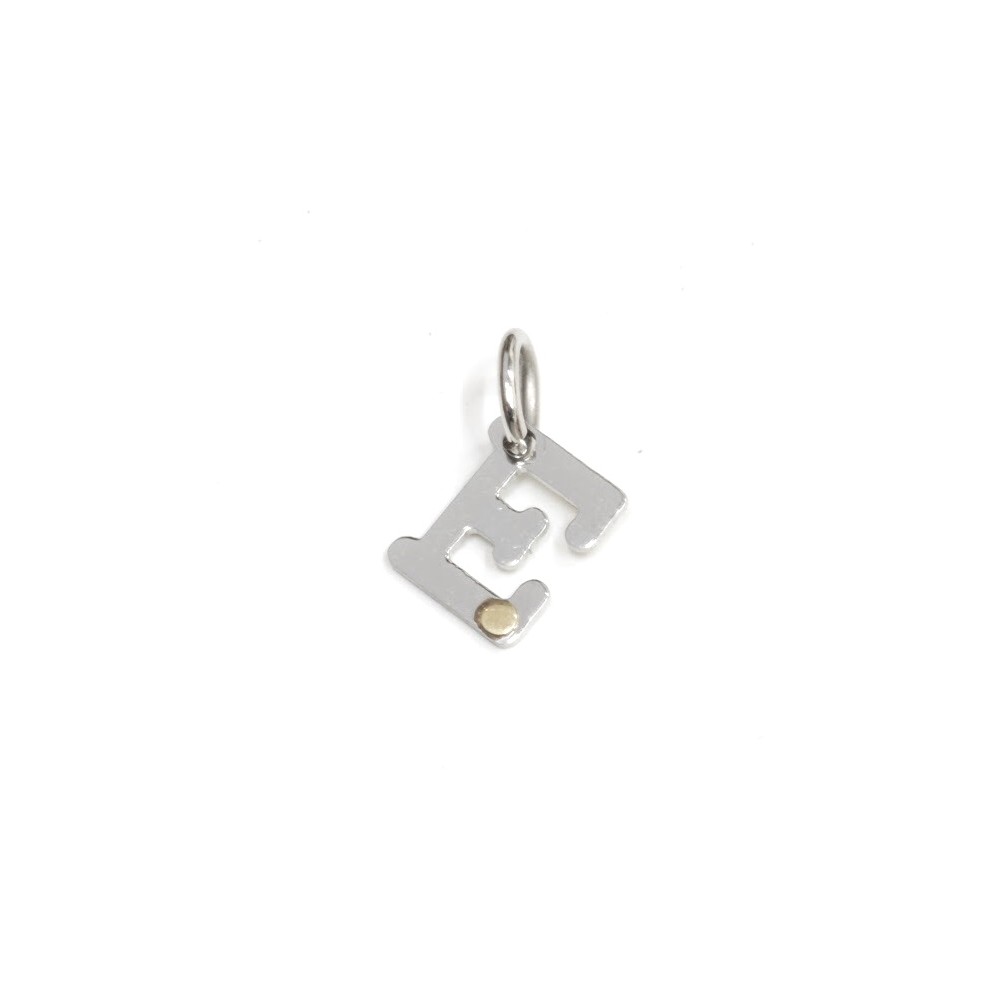 Dije de Acero inicial E con aplique 14mm