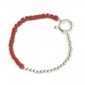 Pulsera de Plata bolitas cristales rojo 18cm