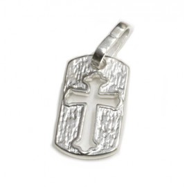 Dije de plata chapa con cruz calada