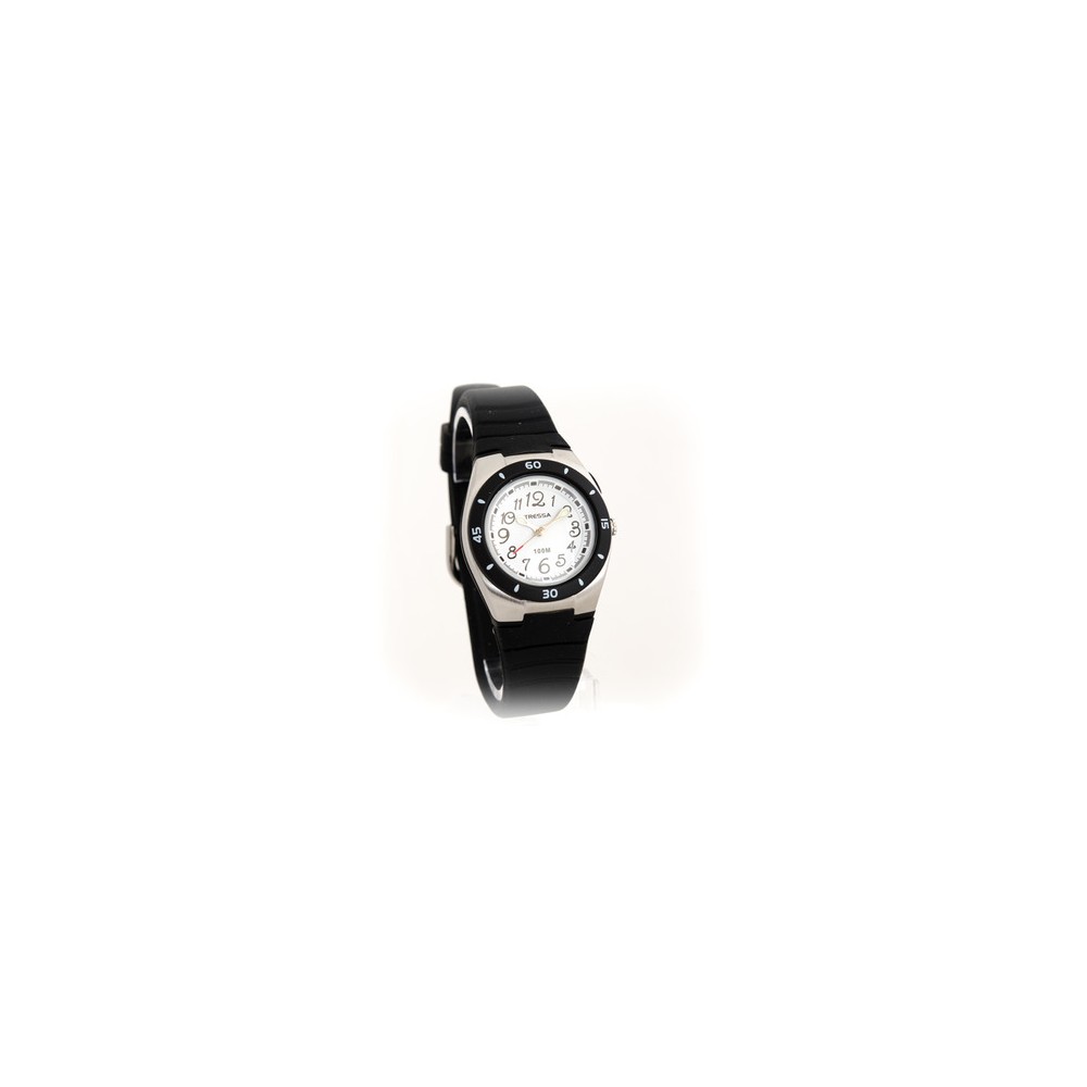 Reloj tressa sumergible negro fondo blanco 30mm