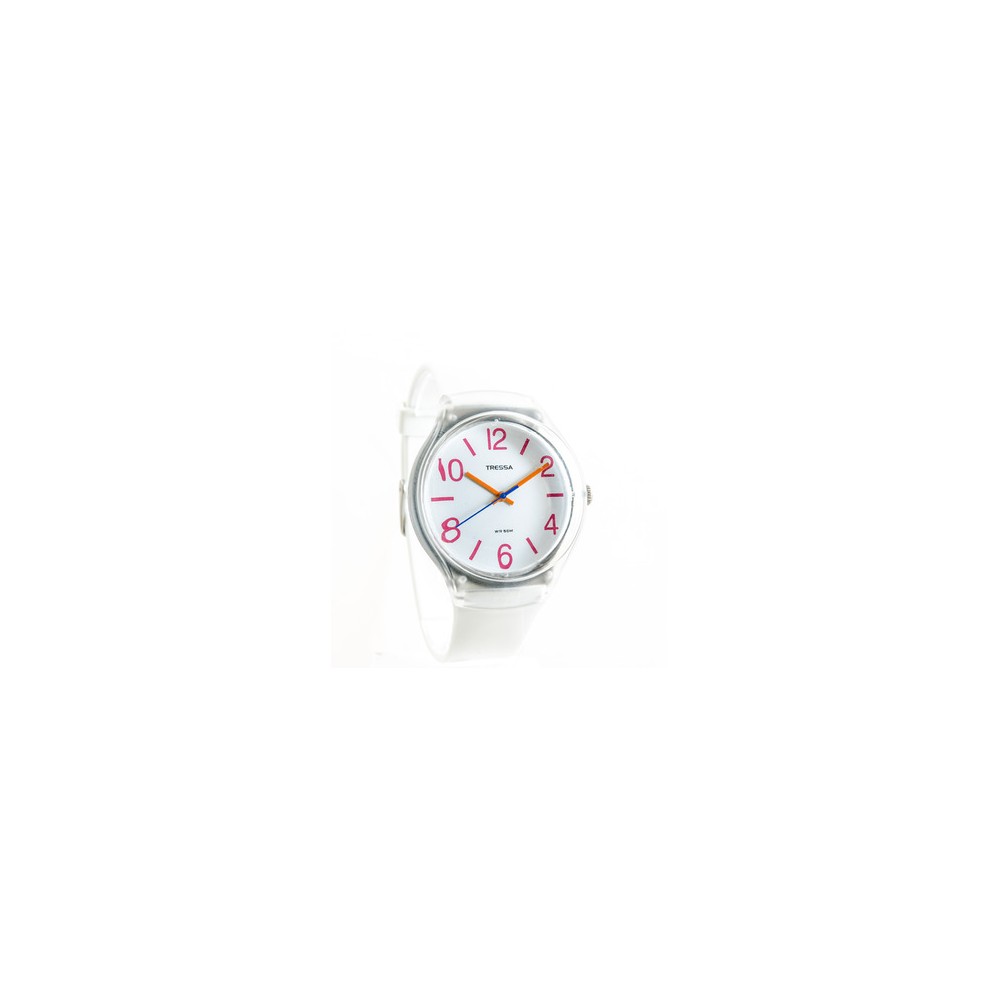 Reloj tressa sumergible blanco con rojo 40mm