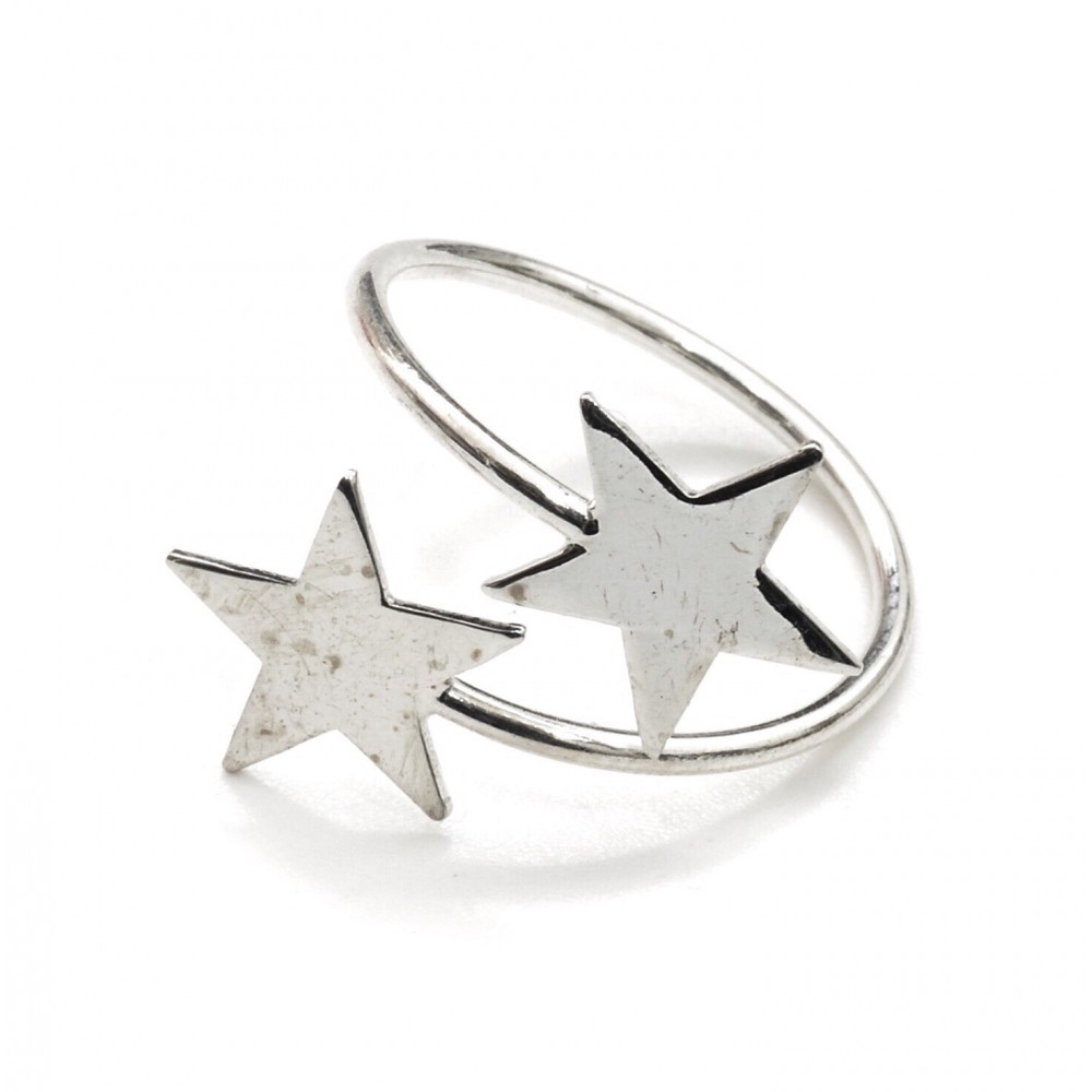 Anillo de plata estrellas cruzadas 