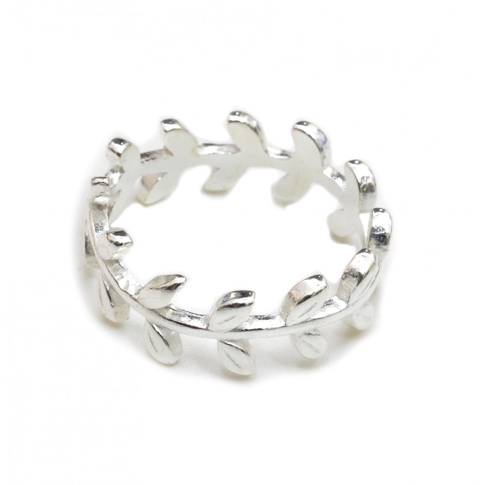 Anillo de Plata cinta hojas