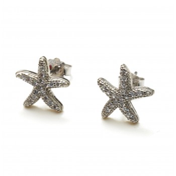 Aros de plata estrella de mar con micropavé 10mm 