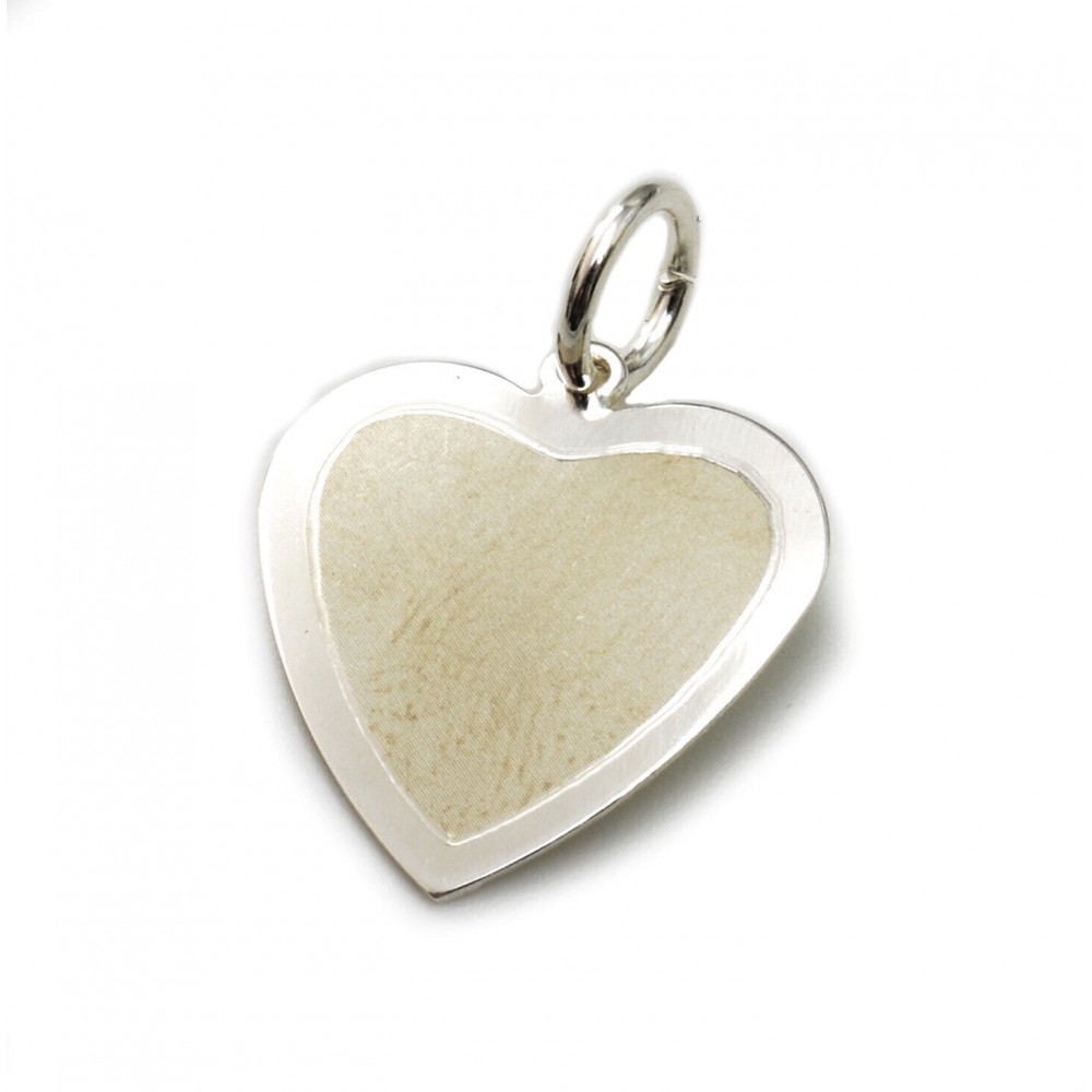 Dije de plata corazón fondo blanco 14mm