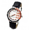 Reloj cuerina negra centro blanco y naranja 40mm
