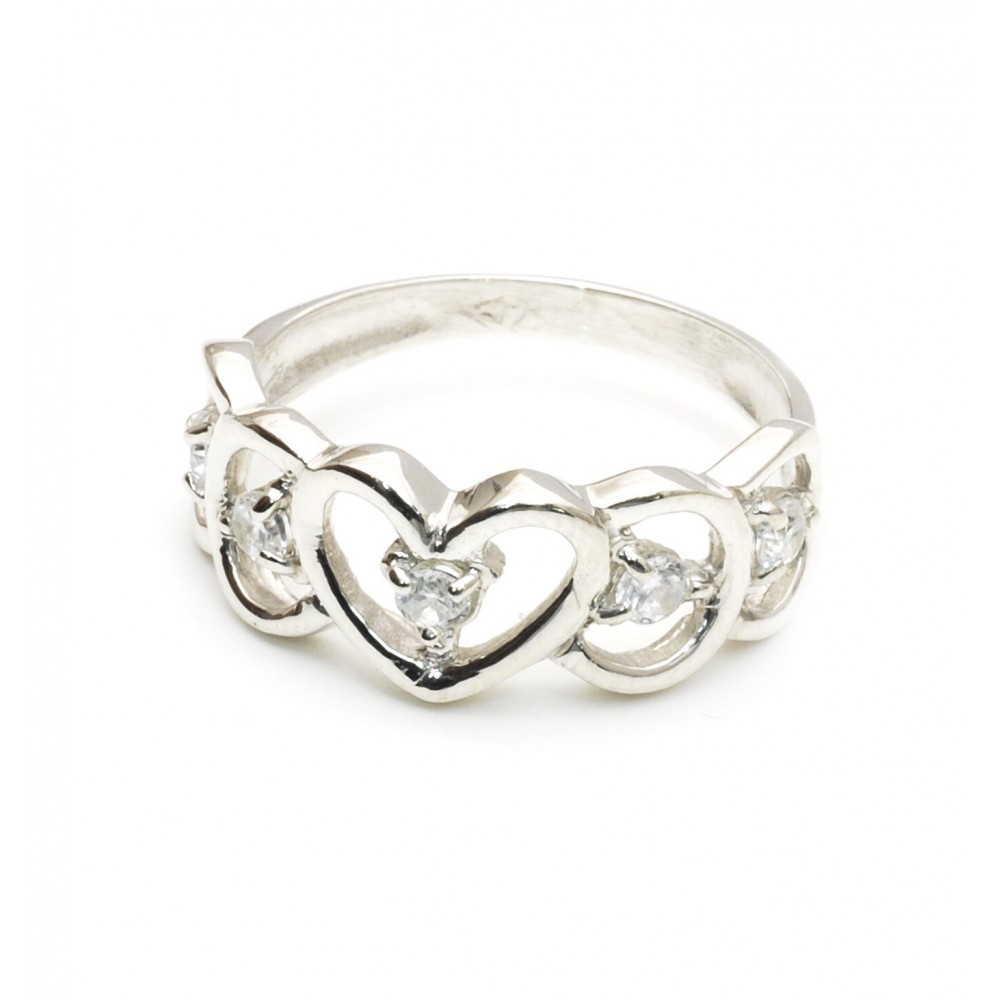 Anillo de plata corazones degrade cubic 