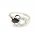 Anillo de plata similar flor de lis cubic negro