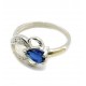 Anillo de plata similar flor de lis cubic azul 