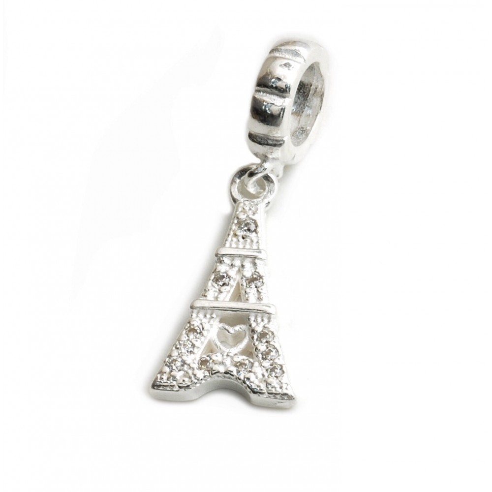 Dije de plata pasante con torre eiffel 6mm