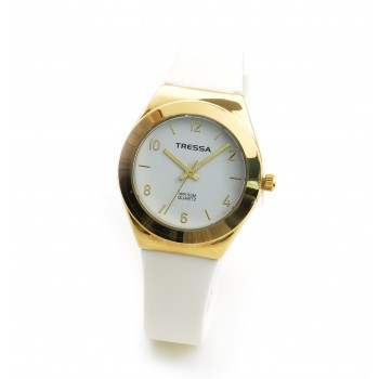Reloj tressa sumergible blanco con dorado 34mm