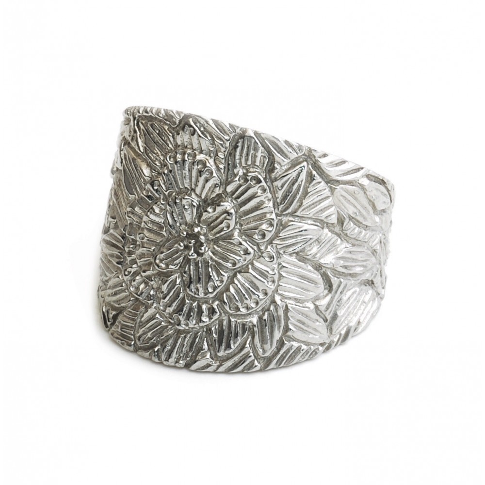 ANILLO flor labrada