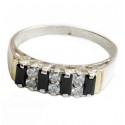 Anillo con aplique baguettes negro