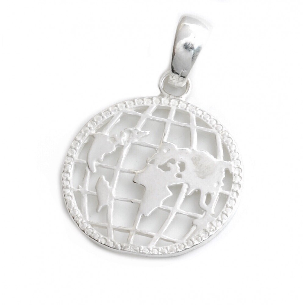 Dije de plata mapamundi 27mm