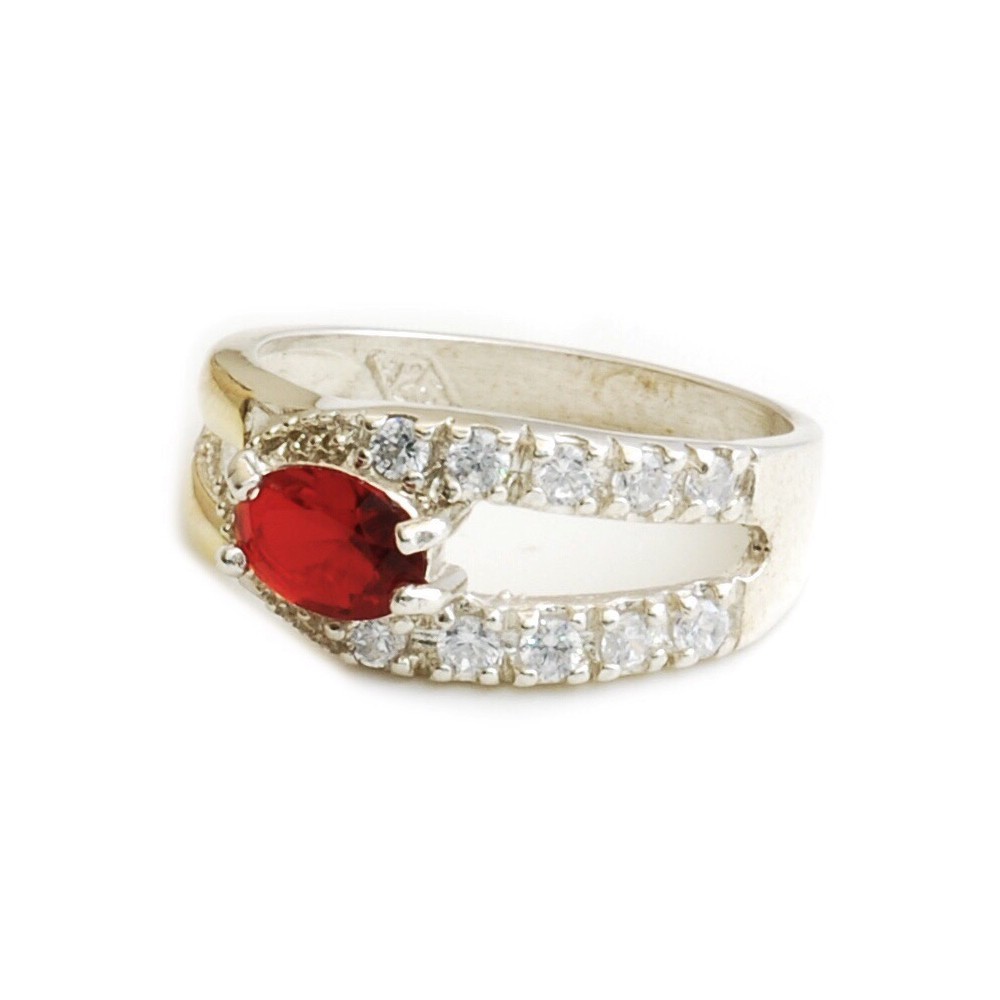 Anillo con aplique y grifas degradé rojo 