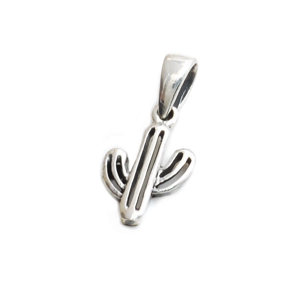 Dije de plata cactus empavonado 15mm