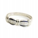 Anillo de plata ovalos borde azul con pavé