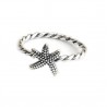 Anillo de plata ondulado con estrella de mar 