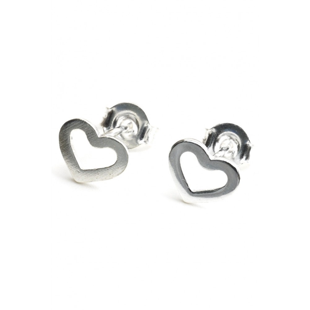 Aros de plata corazón centro calado 6mm