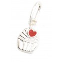 Dije de plata muffin con corazon 11mm