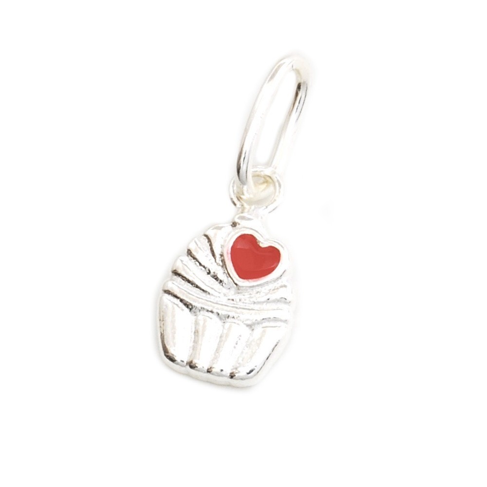 Dije de plata muffin con corazon 11mm