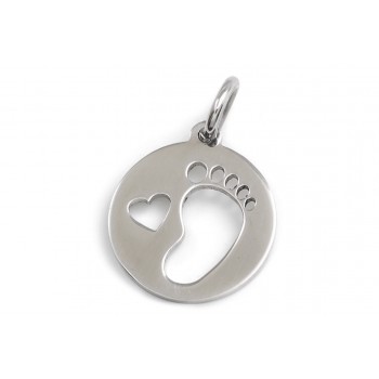 Dije de Acero pies con corazón calado 22mm 