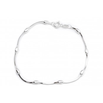 Pulsera de plata clapton cuadrada con semillitas 18cm 