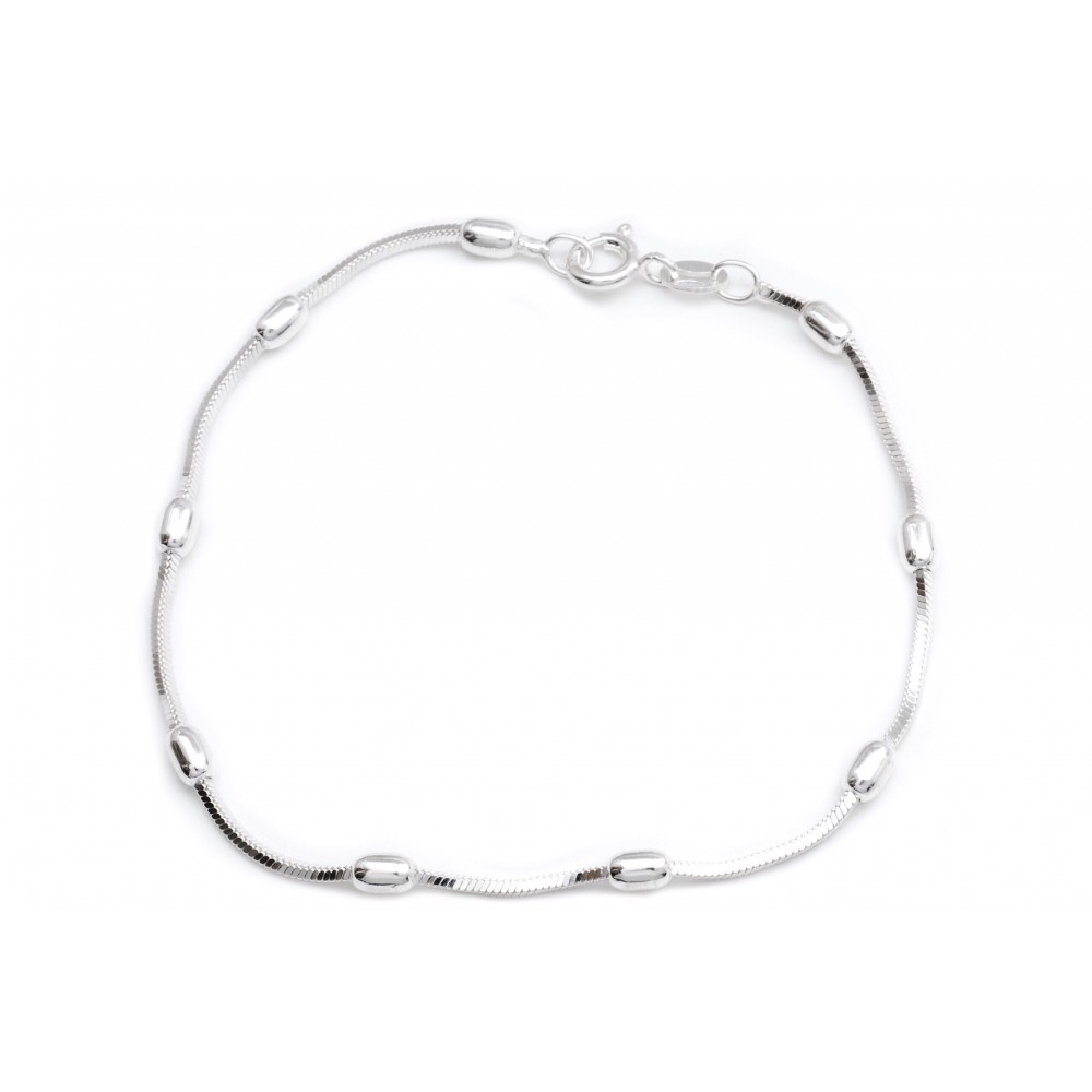 Pulsera de plata clapton cuadrada con semillitas 18cm 