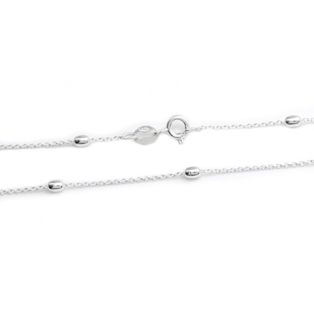 Pulsera de plata mini espejito con semillitas 18cm 