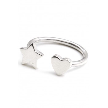 Anillo de plata puntas corazón y estrella 