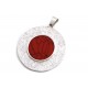 Dije de plata bordes labrados centro rojo 46mm