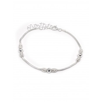 Pulsera de Plata ovalos calados bolita facetada 5mm 18cm