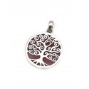 Dije de Plata arbol fondo rojo 26mm