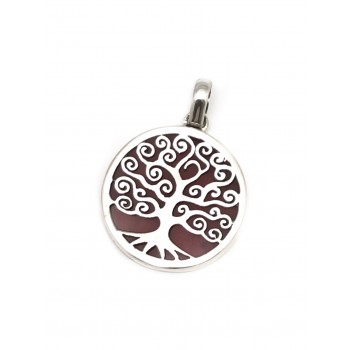 Dije de Plata arbol fondo rojo 26mm